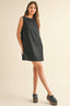 Side Button Linen Mini Dress / Black