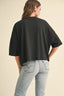 Cotton Linen Boxy Tee / Black