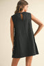Side Button Linen Mini Dress / Black