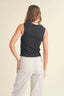 Mini Rib Square Neck Tank / Black