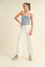 Straight Wide Leg Denim Pants / Cream