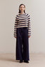 Striped Roll Neck Sweater / Papyrus
