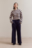 Striped Roll Neck Sweater / Papyrus