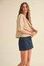Cotton Linen Boxy Tee / Sand