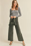 Mia Wide Leg Denim Pants / Washed Black