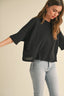 Cotton Linen Boxy Tee / Black