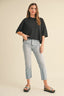 Cotton Linen Boxy Tee / Black