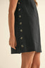 Side Button Linen Mini Dress / Black