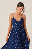 Plisse Midi Dress / Navy Dot