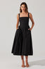 Poplin Drop Waist Midi Dress / Black