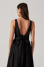 Poplin Drop Waist Midi Dress / Black