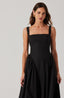 Poplin Drop Waist Midi Dress / Black