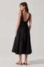 Poplin Drop Waist Midi Dress / Black