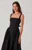 Poplin Drop Waist Midi Dress / Black