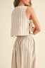 Striped Cotton Tie Side Tank / Beige