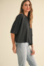 Cotton Linen Boxy Tee / Black