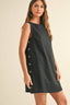 Side Button Linen Mini Dress / Black