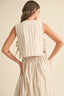 Striped Cotton Tie Side Tank / Beige