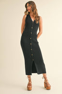 Ribbed Knit Maxi Dress / Black