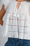 Flower Embroidered Top / White