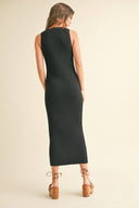 Ribbed Knit Maxi Dress / Black