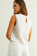 Embroidered Sleeveless Top / Ivory