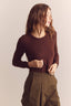 Wool Blend Lightweight Crew Neck / Chestnut