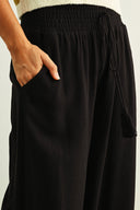 Wide Leg Pull On Pants / Black