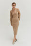 Ribbed Sweater Dress Set / Beige