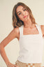 Mini Rib Square Neck Tank / White