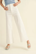 Mia Wide Leg Denim Pants / Cream
