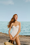 Eyelet One Piece Swimsuit / White Seashell
