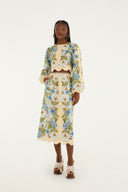 Midi Skirt / Blue Garden Scarf
