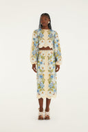 Long Sleeve Blouse / Blue Garden Scarf