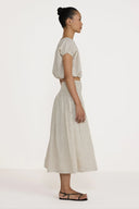Organic Linen Smocked Easy Skirt/ Natural