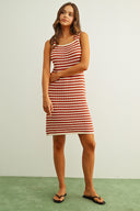 Sleeveless Knit Mini Dress / Rust