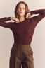 Wool Blend Lightweight Crew Neck / Chestnut