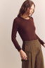 Wool Blend Lightweight Crew Neck / Chestnut