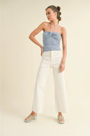 Mia Wide Leg Denim Pants / Cream