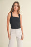 Mini Rib Square Neck Tank / Black