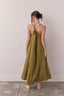 Linen Back Tie Dress / Olive