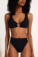 Skylar EcoRib Swim Top / Black