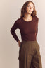 Wool Blend Lightweight Crew Neck / Chestnut