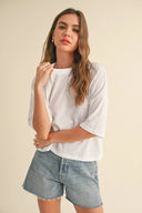 Cotton Linen Boxy Tee / White