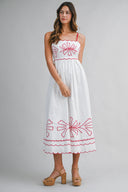 Embroidered Midi Dress / White