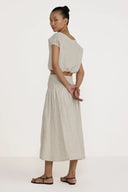 Organic Linen Smocked Easy Skirt/ Natural