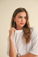 Cotton Linen Boxy Tee / White