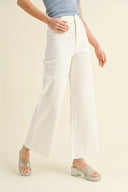 Mia Wide Leg Denim Pants / Cream