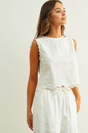 Embroidered Sleeveless Top / Ivory