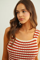 Sleeveless Knit Mini Dress / Rust